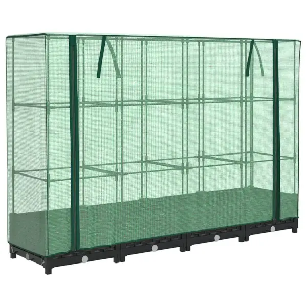 Kõrgpeenar kasvuhoonekattega, rotangi imitatsioon, must, 160 x 40 x 123 cm - 2