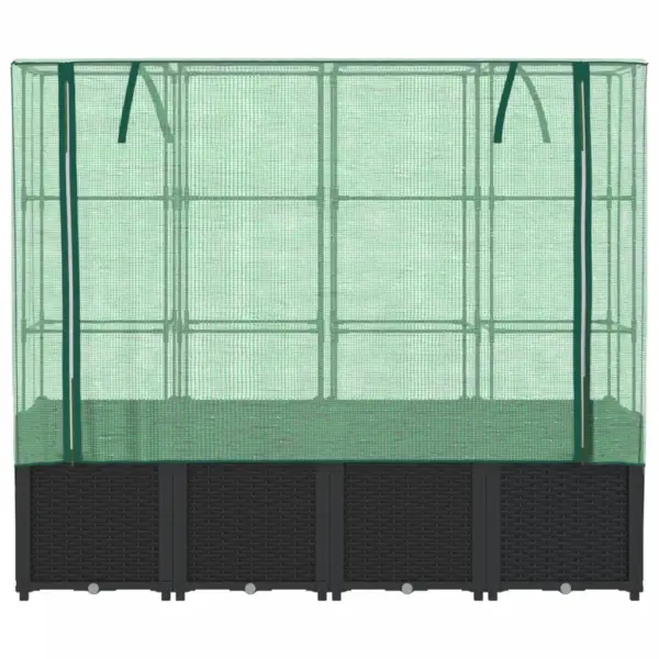 Kõrgpeenar kasvuhoonekattega, rotangimustriga, must, 160 x 40 x 153 cm - 4