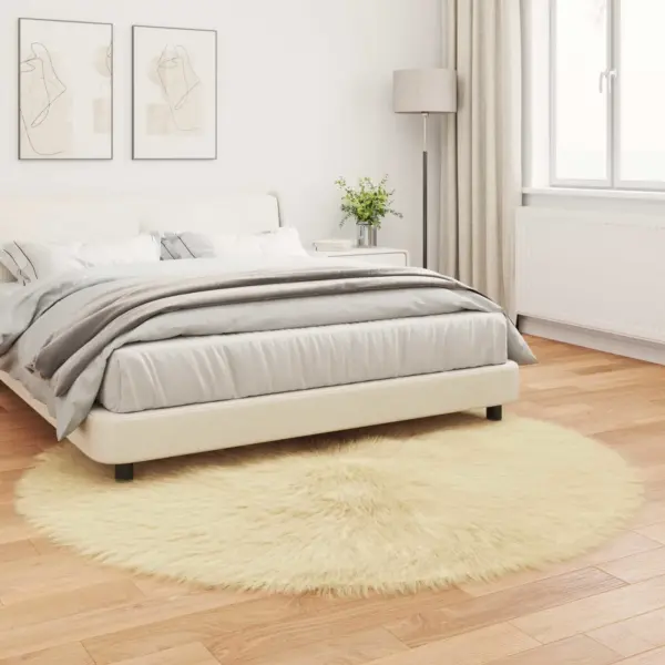 Ümmargune kunstlambanaha vaip Tafalla, kreem, Ø 160 cm, polüester – 4