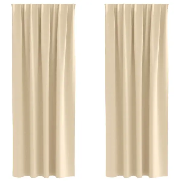 Pimendavad kardinad rõngastega, 2 tk, kreem, 260 x 140 cm, polüester – 2