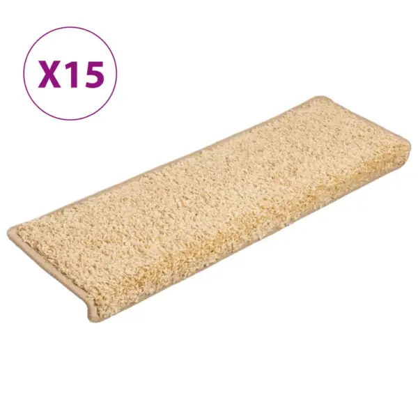 Kreemjad ristkülikukujulised trepimatid, 15 tk, 65 x 21 x 4 cm, kahepoolse teibiga - 2