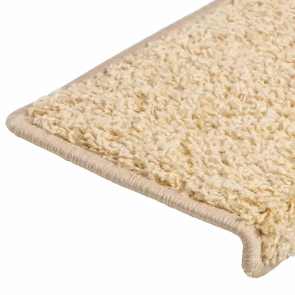 Kreemjad ristkülikukujulised trepimatid, 15 tk, 65 x 21 x 4 cm, kahepoolse teibiga - 6