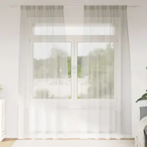 Läbipaistvad voile-kardinad, 2 tk, kreemjas polüester, 225 x 140 cm