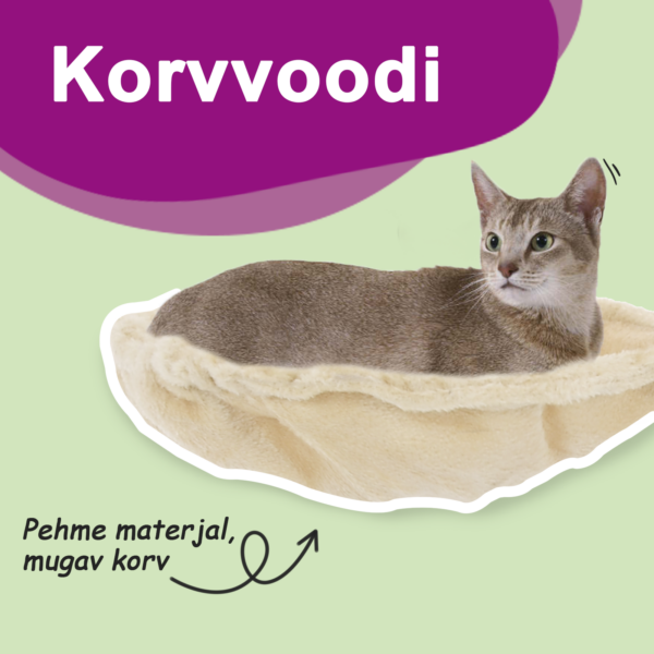 Kassimaja sisalpostidega kraapimispuuga, kreemjasvalge, 118,5 cm – 9