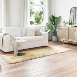 Kunstlambanahast vaip Tafalla, kreemjas polüester, 80 x 250 cm