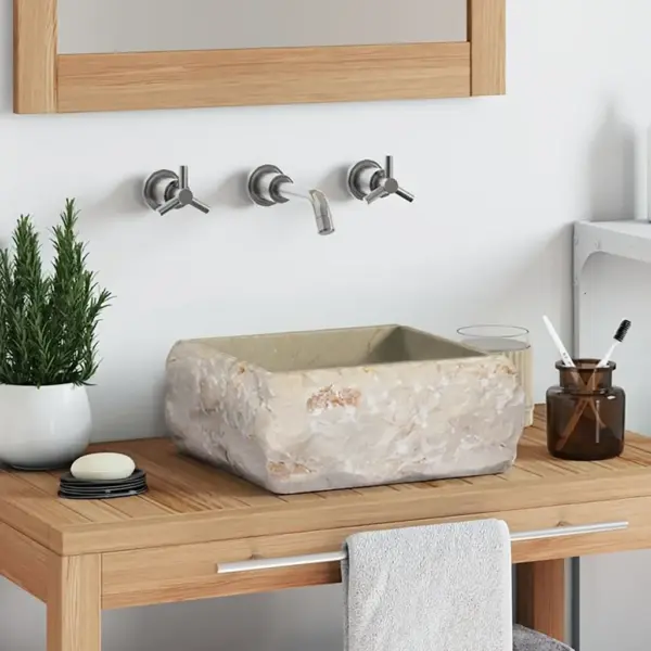 Kreemjasvalge marmorist valamu 30 x 30 x 13 cm – 3