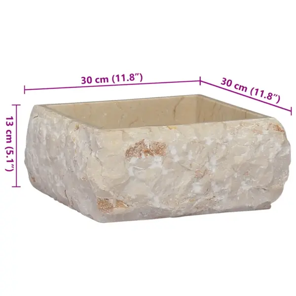 Kreemjasvalge marmorist valamu 30 x 30 x 13 cm – 9