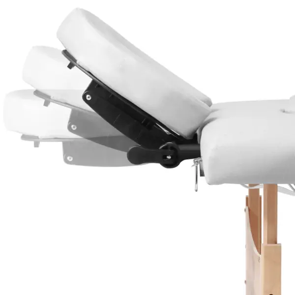 Kreemjasvalge kokkupandav massaažilaud, 4 tsooni, puitraam, kandekotiga – 7