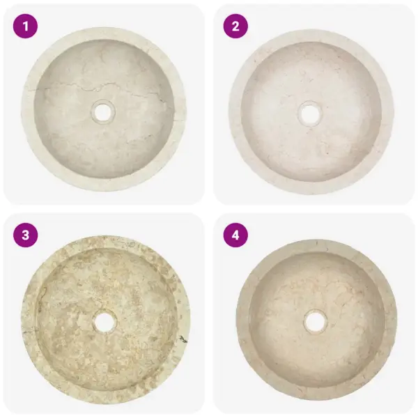 Ümmargune marmorist valamu, kreemjasvalge, 40 x 12 cm – 10