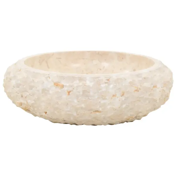 Marmorist ümmargune valamu, kreemjasvalge, 40 x 12 cm – 5