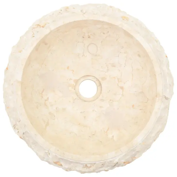 Marmorist ümmargune valamu, kreemjasvalge, 40 x 12 cm – 7