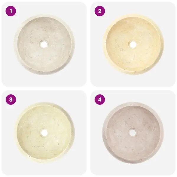 Marmorist ümmargune valamu, kreemjasvalge, 40 x 12 cm – 8