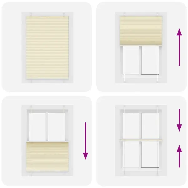 Plisseeritud ruloo aknale, kreemjasvalge, 100 x 150 cm, polüester – 5