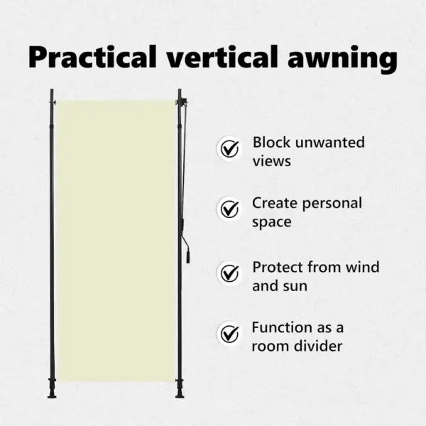 Käsivändaga väliruloo rõdule ja terrassile, UV- ja kuumuskindel, kreemjasvalge, 100 x 270 cm – 10