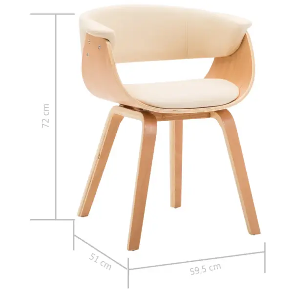Söögitoolid 4 tk, kreemjasvalge, painutatud puidust raam ja kunstnahast polster – 8