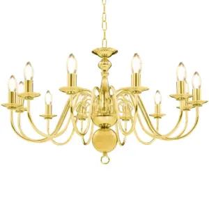 Klassikaline kuldne metall-lühter, 12 x E14 pirnipesaga, 80 x 45 cm