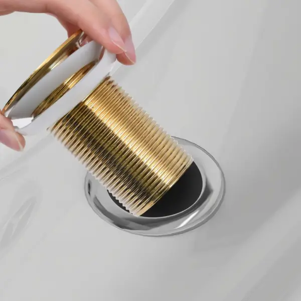 Lükatav äravoolukork valamule, kuldne, ülevooluta, 1¼”, 6,4 x 6,4 x 9,1 cm – 7