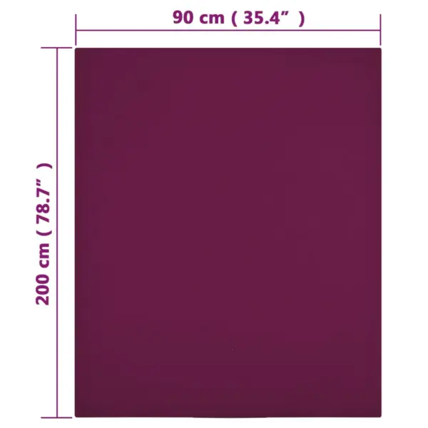 Kummiga voodilinad 2 tk, bordoopunane puuvill, 90 x 200 cm – 4