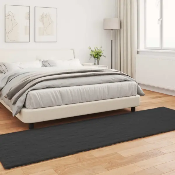 Libisemiskindel kunstküülikukarva vaip Olite, must, 80 x 250 cm – 4