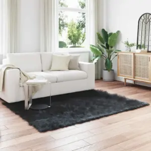 Kunstlambanaha vaip Tafalla, must polüester, eriti pehme, 160 x 230 cm