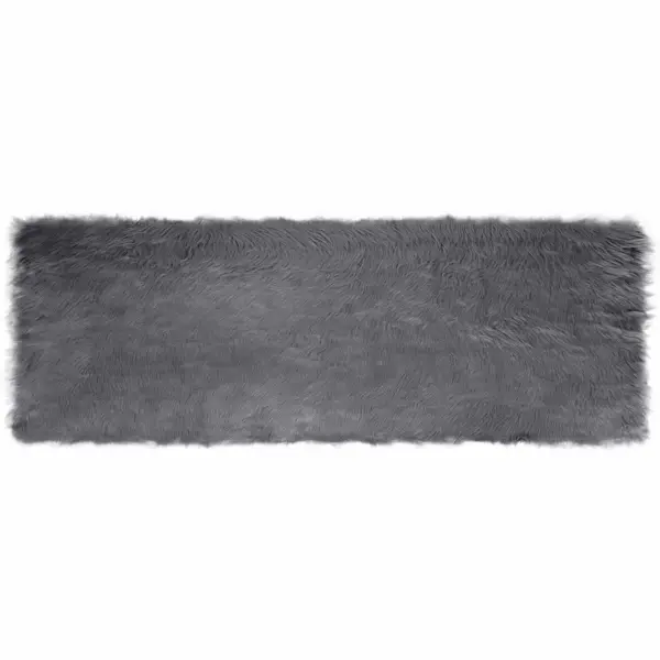Kunstlambanaha vaip Tafalla, antratsiit, kõrge karvaga, 80 x 250 cm, polüester – 2