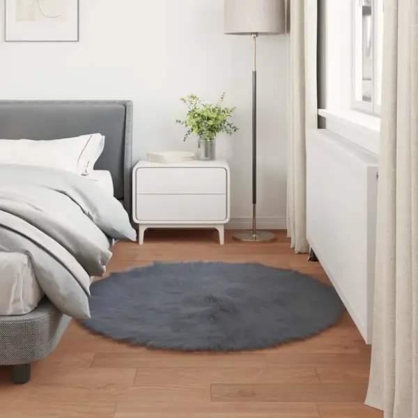 Kunstlambanaha vaip Tafalla, ümmargune, antratsiit, Ø 80 cm, polüester – 4