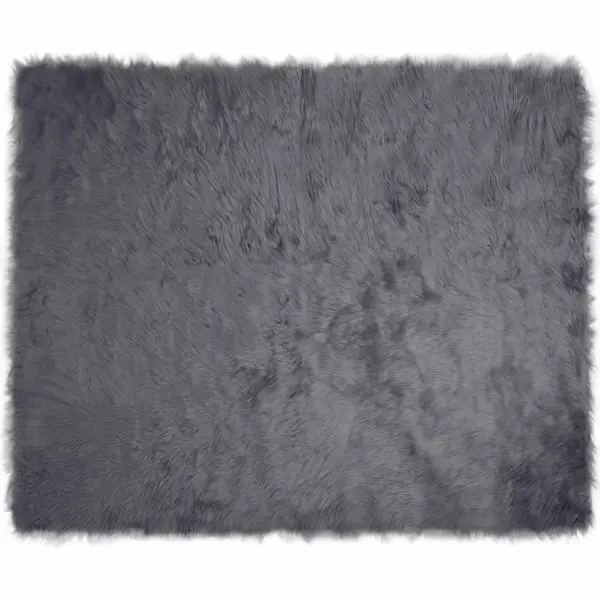 Kunstlambanahast vaip Tafalla, antratsiit, kõrge karvaga, polüester, 240 x 340 cm – 2