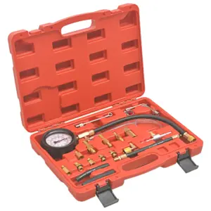 Kütuse sissepritserõhu mõõdiku komplekt, 0–140 PSI / 0–10 baari, punane kohver