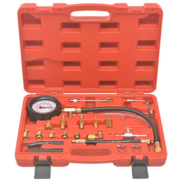 Kütuse sissepritserõhu mõõdiku komplekt, 0–140 PSI / 0–10 baari, punane kohver - 2