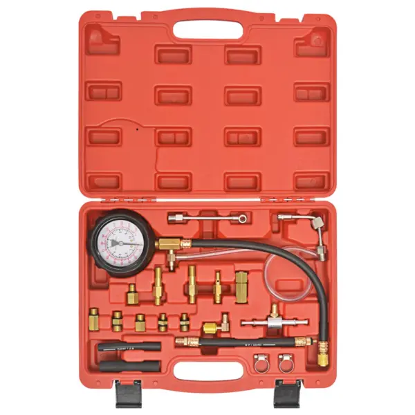 Kütuse sissepritserõhu mõõdiku komplekt, 0–140 PSI / 0–10 baari, punane kohver - 3