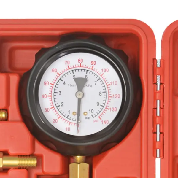 Kütuse sissepritserõhu mõõdiku komplekt, 0–140 PSI / 0–10 baari, punane kohver - 5