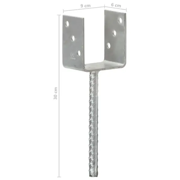 Kuumtsingitud terasest maavaiad U-kinnitusega, 6 tk, hõbedane, 9 x 6 x 30 cm – 7