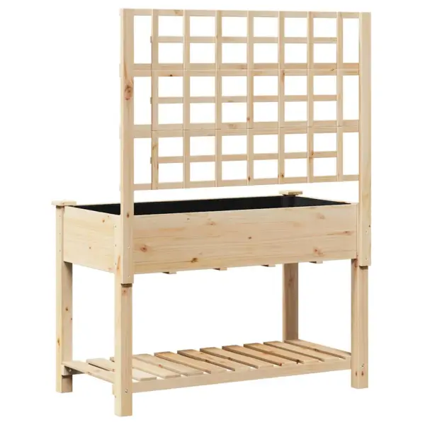 Beež kuusepuidust aia istutuskast trellise ja riiuliga, 115 x 60,5 x 153 cm – 7