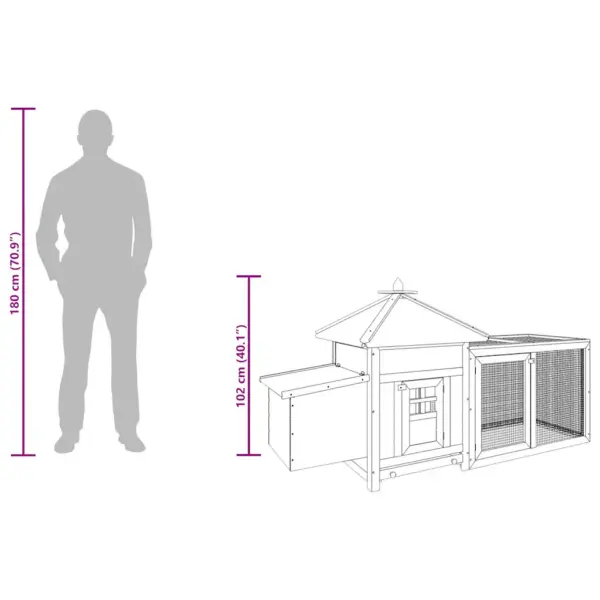 Helepruun kuusepuidust kanakuut pesakastiga ja jooksuaedikuga, 190 x 72 x 102 cm – 10