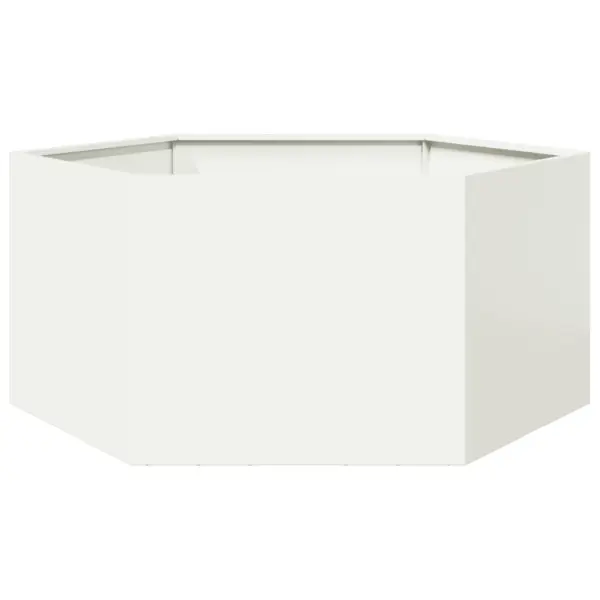 Kuusnurkne aia peenrakast ilma põhjata, valge teras, 104 x 90 x 45 cm – 6