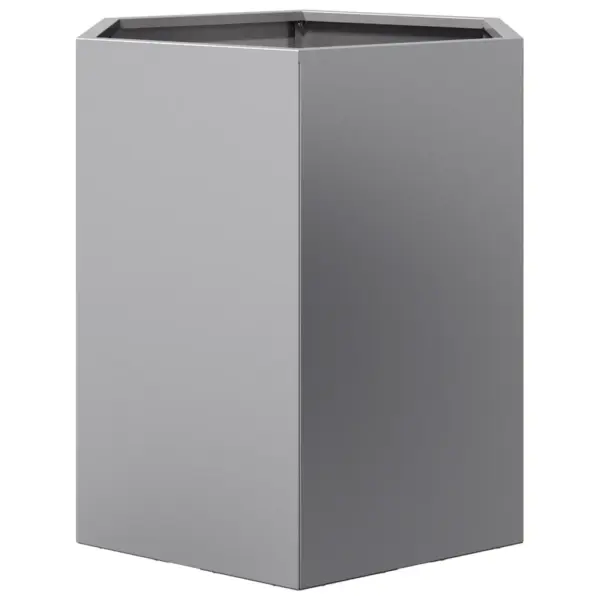 Kuusnurkne aiataimekastide komplekt, 2 tk, hõbedane tsingitud teras, 46 x 40 x 45 cm, ilma põhjata – 7