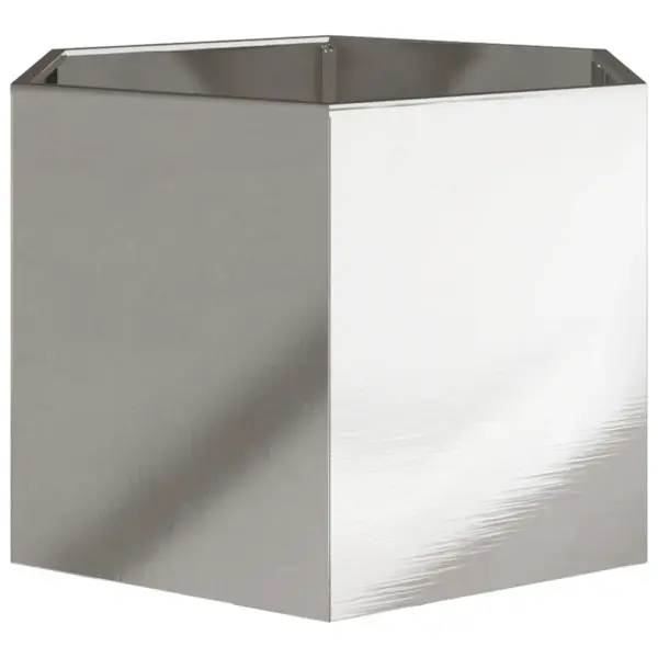 Kuusnurkne aia taimekast ilma põhjata, roostevabast terasest, hõbedane, 69 x 60 x 45 cm – 5