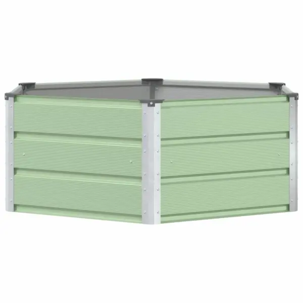 Kuusnurkne terasest taimekast, pastellroheline, 129 x 129 x 45 cm – 2