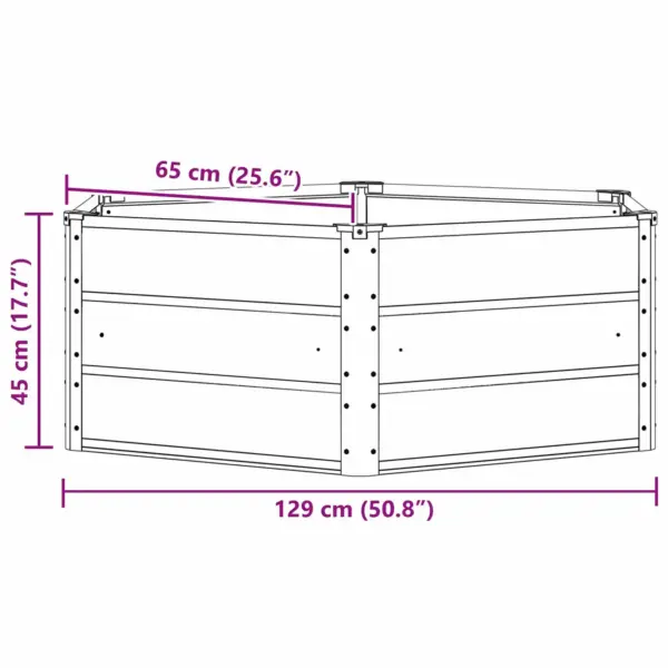 Kuusnurkne terasest taimekast, valge, 129 x 129 x 45 cm – 7