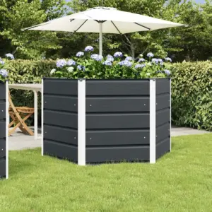 Kuusnurkne terasest taimekast, antratsiit, 129 x 129 x 75 cm