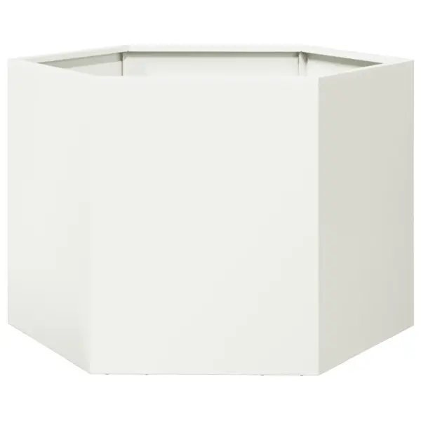 Kuusnurkne aia taimekast, valge teras, 69 x 60 x 45 cm – 2