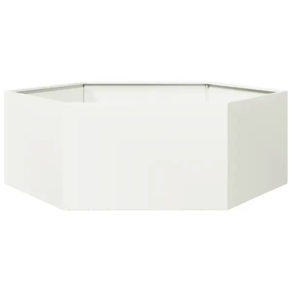 Kuusnurkne terasest aia peenrakast ilma põhjata, valge, 138 x 120 x 45 cm – 2