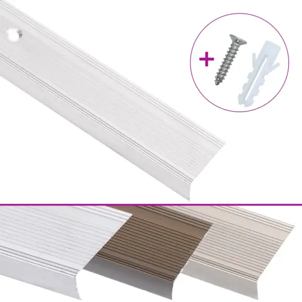 L-kujuline libisemiskindel trepikaitseprofiil, 5 tk, alumiinium, hõbedane, 100 cm – 2