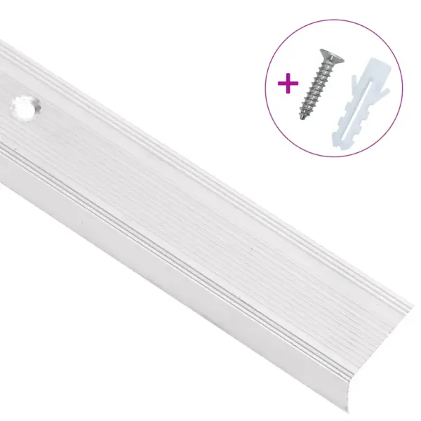 L-kujuline libisemiskindel trepikaitseprofiil, 5 tk, alumiinium, hõbedane, 100 cm – 3