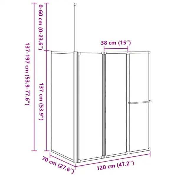 L-kujuline kokkupandav vannisein, 4 paneeli, valge, 70 x 120 x 137 cm – 13