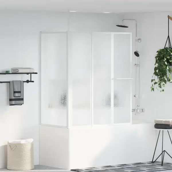 L-kujuline kokkupandav vannisein, 4 paneeli, valge, 70 x 120 x 137 cm – 3