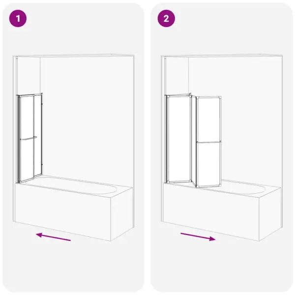 L-kujuline kokkupandav vannisein, 4 paneeli, valge, 70 x 120 x 137 cm – 9