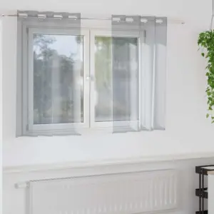 Läbipaistev voile-kardinad, 2 tk, tumehall polüester, 140 x 140 cm