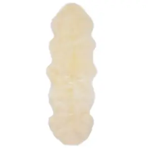 Valge kõrge karvaga lambanahast vaip, 60 x 180 cm