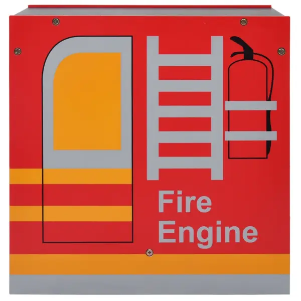 3-osaline laste laua- ja toolikomplekt tuletõrjeauto disainiga, kriiditahvliga laud, MDF ja männipuit, punane-must – 5